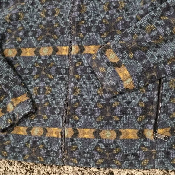 Columbia Steens Jacket Southwest Aztec Tribal Zip Up Fleece Blue Mens Sz L Large - Picture 10 of 13